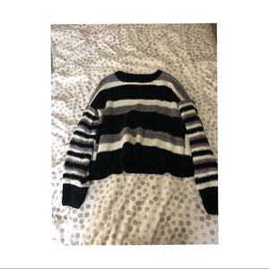 WOVEN HEART - black, grey, and white sweater